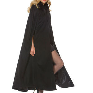 Cashmere Opera Cape Cloak with Fox Trim Black 52